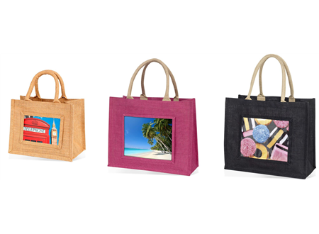 Mini, medium and large jute bags all available in all 3colours