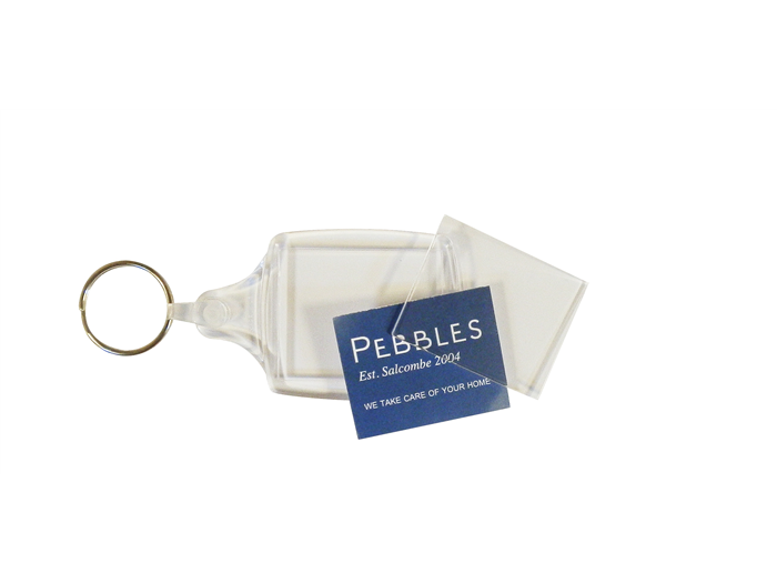 S6 Clear 32x40mm Insert Key Rings Unassembled