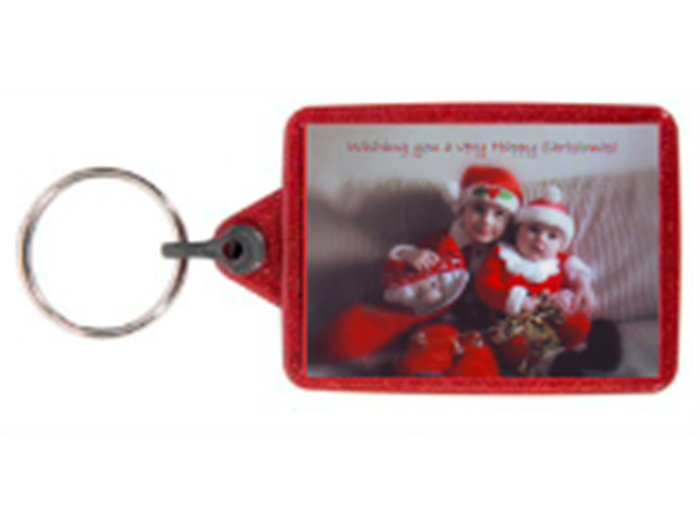 IL05 Red Recycled Festive Photo Keyrings