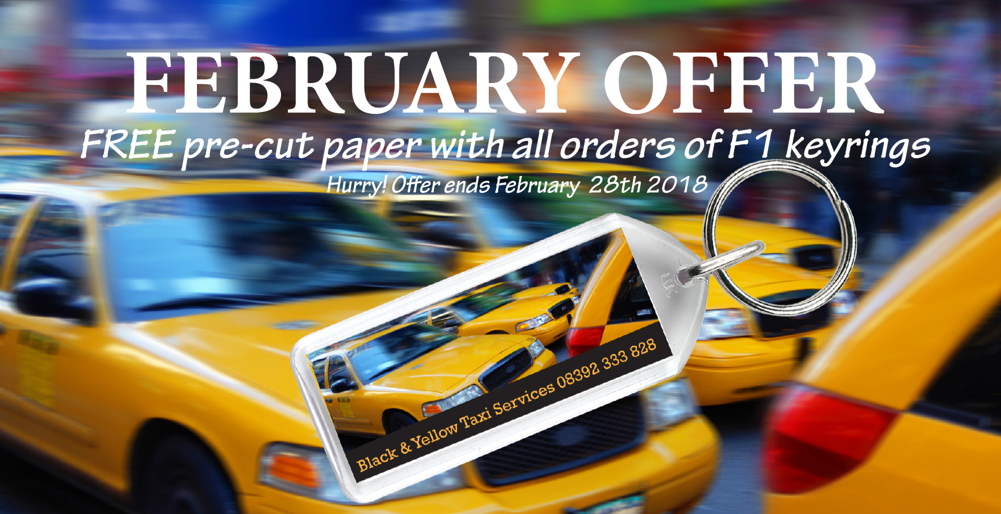 February Offer! Free precut paper when you order F1 keyrings