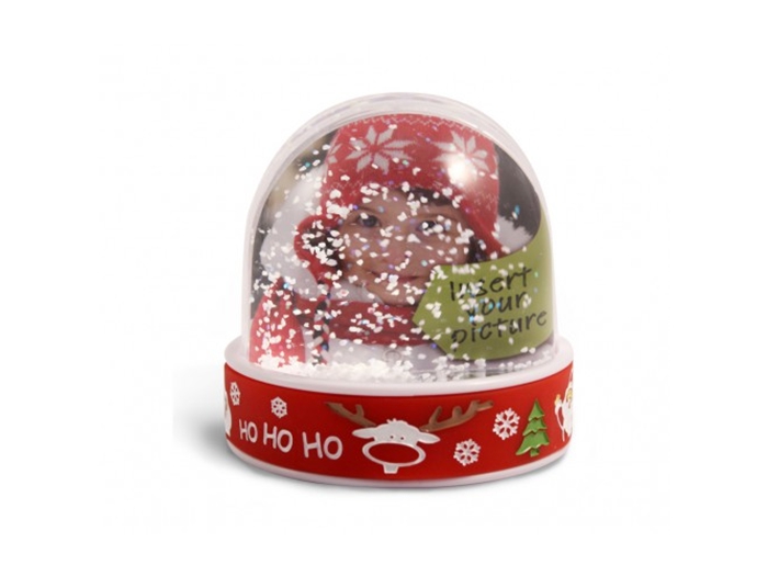 Festive photo insert snow dome for fund raising, promotions and profit